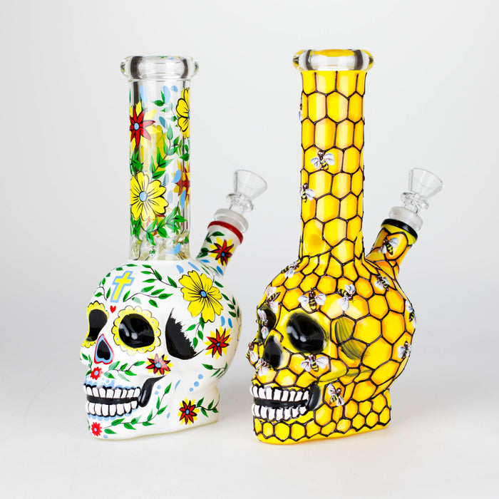 9" Sugar Skull-Themed glass bong [SK Series]