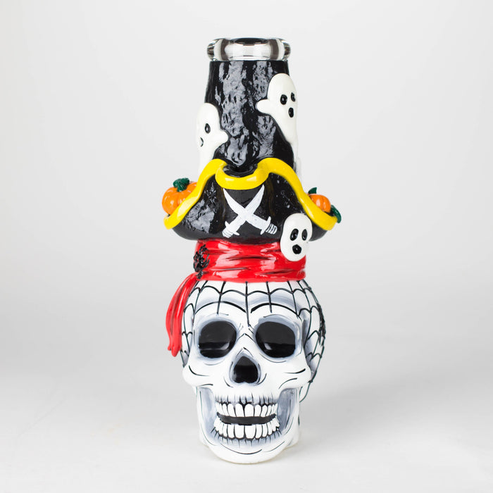 9" Pirate-Themed Sugar Skull Glass Bong [SK20]