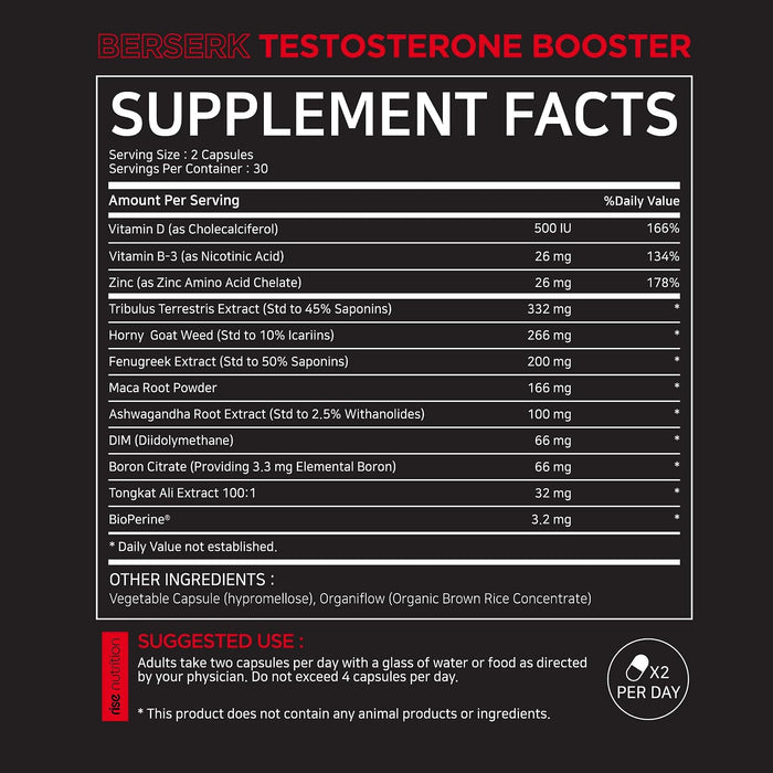 rise nutrition | Testosterone Booster with Maca & Tribulus