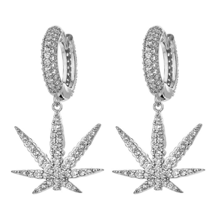 Mr Johnny Green | 420 marijuana pot leaf earrings with mini huggie hoops