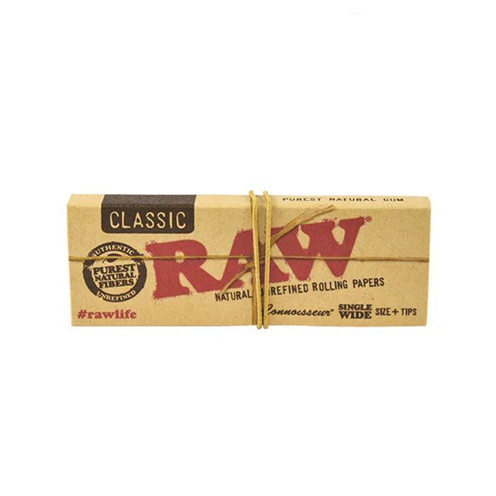 RAW | Classic Connoisseur Single wide Rolling Paper w/Tips