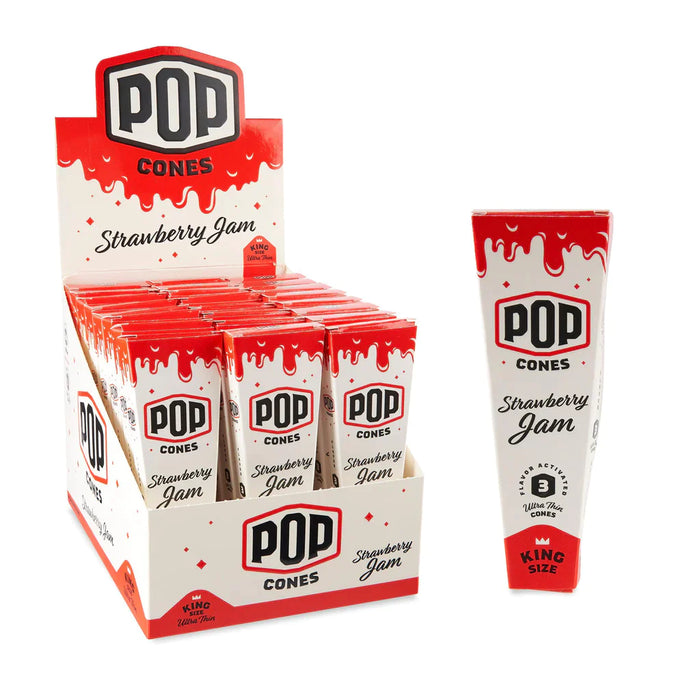 Pop Cones | King Size Ultra Thin 3pk Cones with Flavor Tips 24ct Display