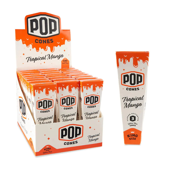 Pop Cones | King Size Ultra Thin 3pk Cones with Flavor Tips 24ct Display