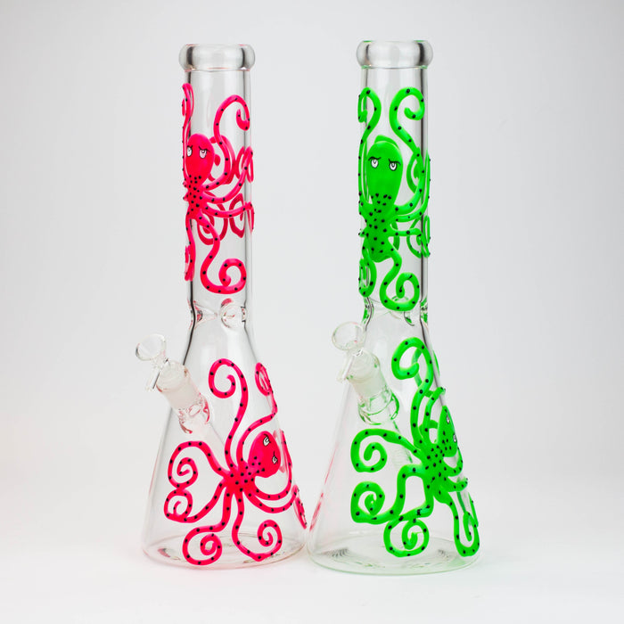 15.5" Glow in the dark beaker glass water bong [AK082]