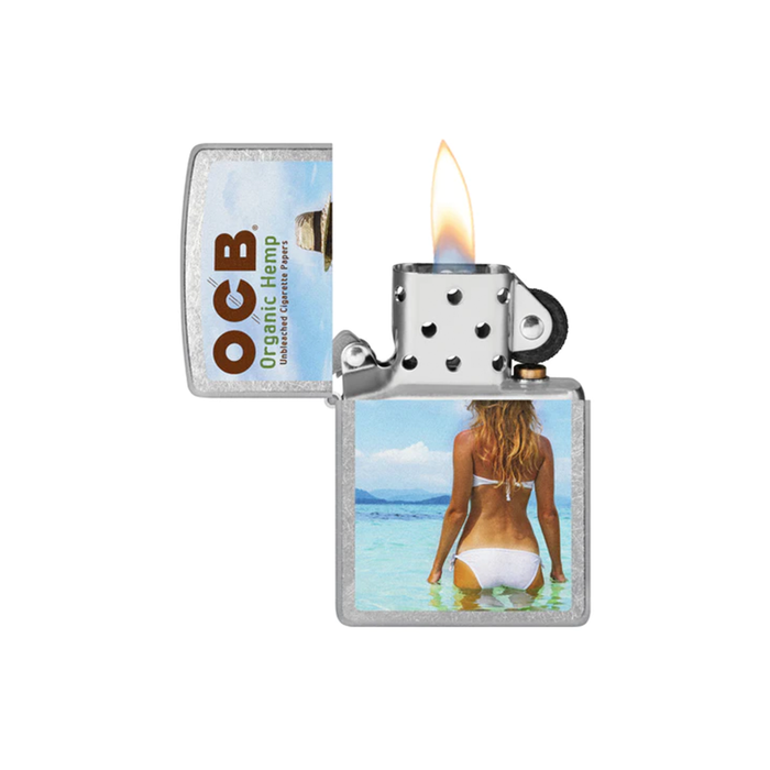 Zippo 207-110384 OCB Reg Chrome Rolling Tray Beach Art