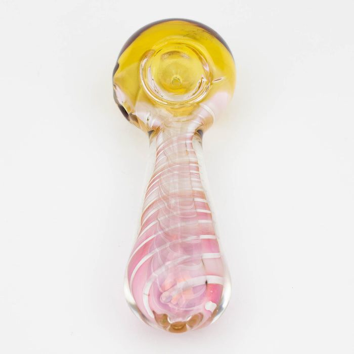 2.5 Inch Dichro & Gold Fumed Spoon Glass Hand Pipe